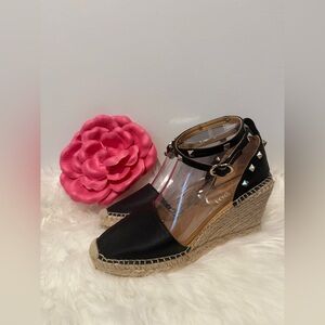 🌺NEW Maypol Gorgeous Black Studded Espadrille Wedge shoes 👠